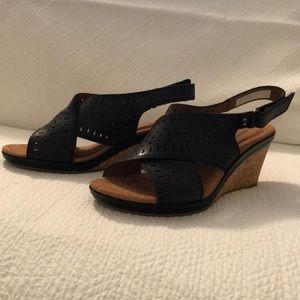 COBB HILL ‘Janna’ Slingback Wedge Sandals in black